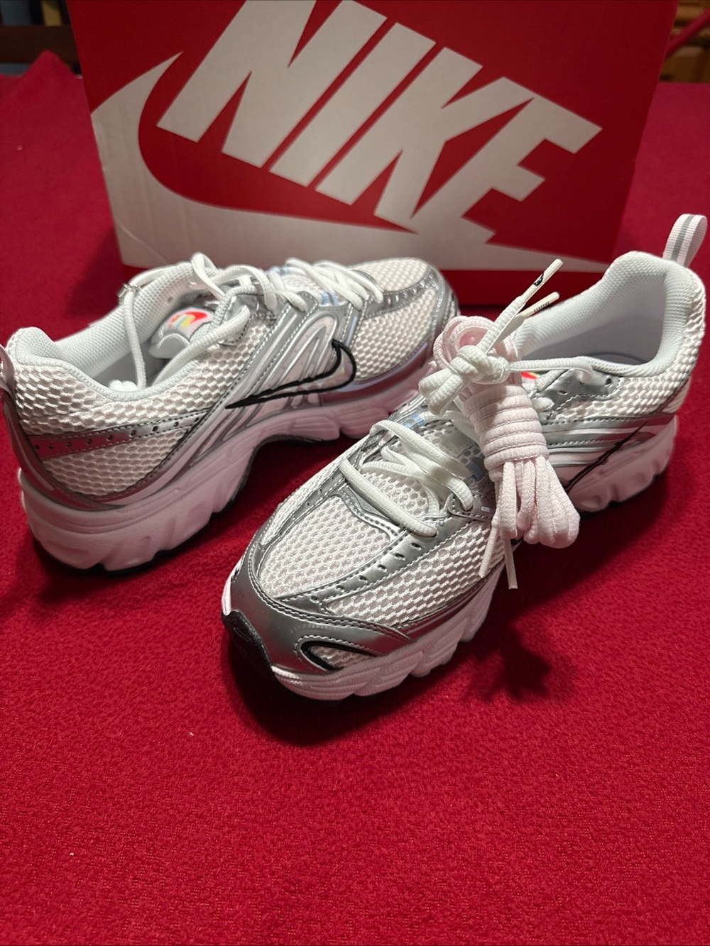 Nike Air Max Moto 2K White Metallic Silver Sneakers Women 10 / Men 8.5